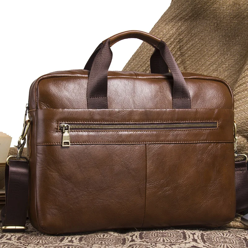 Men briefcase CONTACT'S NEW Business Genuine Leather Men Briefcase Cowhide Men's Messenger Bags For 14