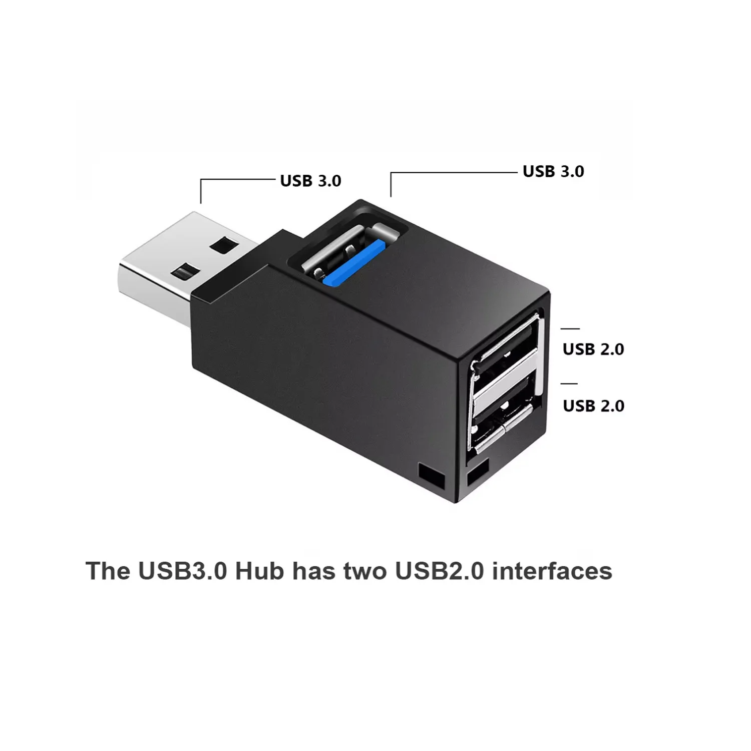 USB 3.0 HUB Adapter Extender Mini Splitter Box 1 to 3 Ports High Speed USB 2.0 For PC Laptop U Disk Card Reader