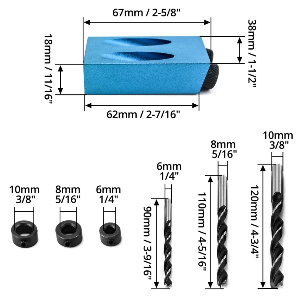 15 Degree Pocket Hole Screw Jig Dowel Drill Joinery Kit Positioner Locator Tool Carpenters Wood Woodwork Guides Joint Angle Tool