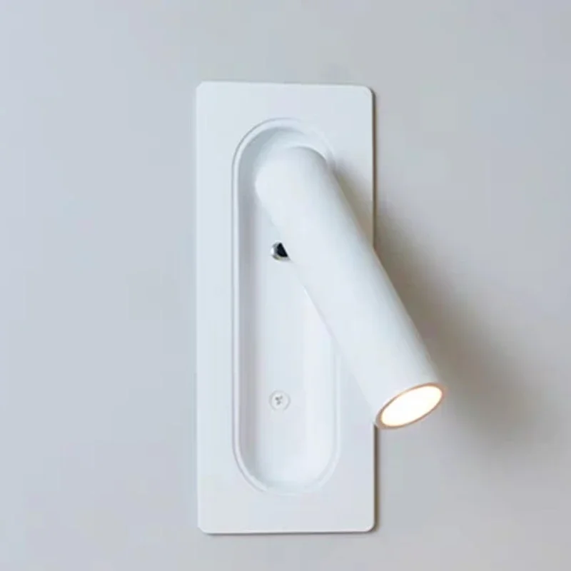 LED Light LED Wall Lamp Wall Light LED Reading Light Embedded Wall Hotel Bedside Study Pressed Powered Off Reading Light Rotates Freely At An Angle