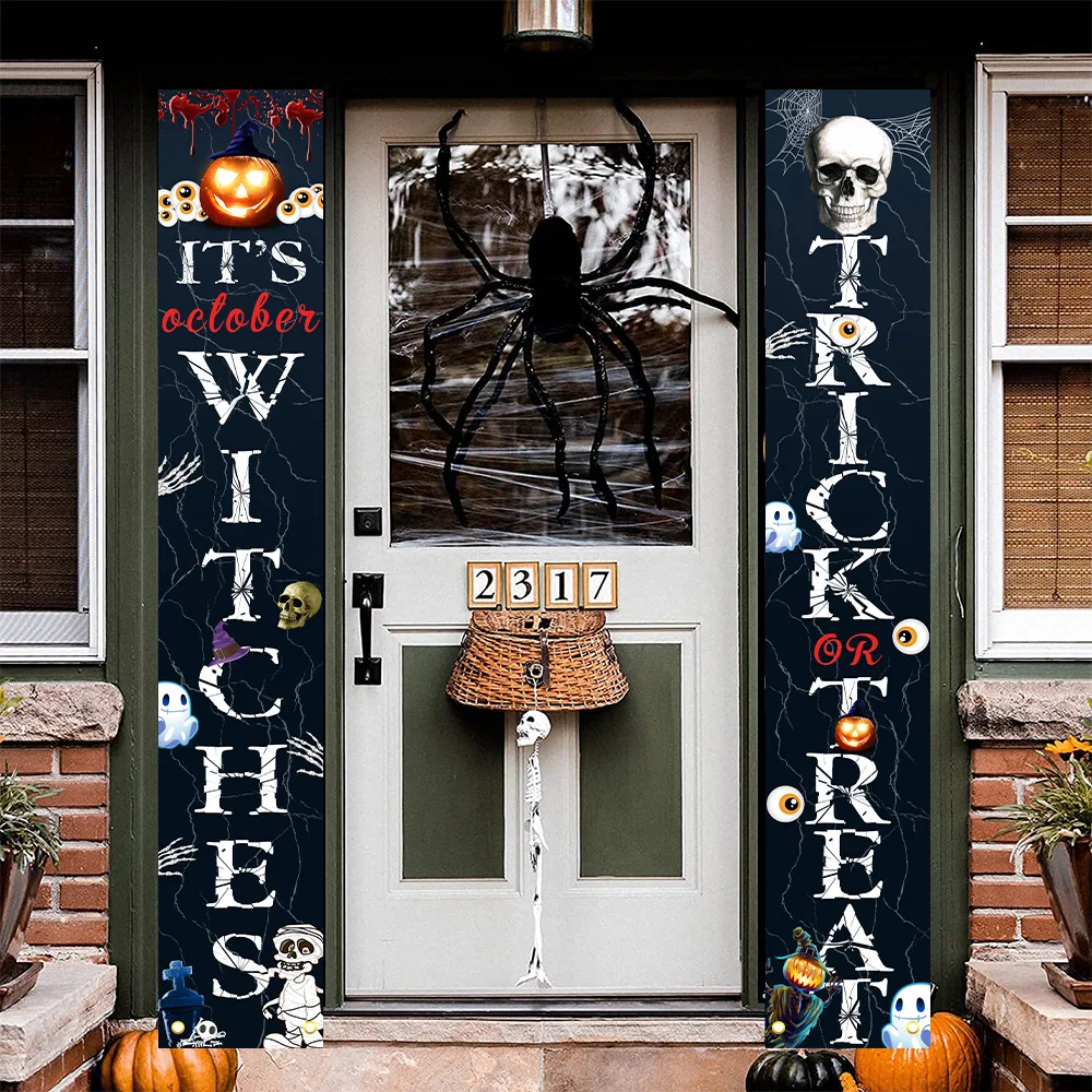 

Halloween Outdoor Trick or Treat Welcome Signs It's Witches Front Porch Banners for Fall Decor Halloween Porch Decorations