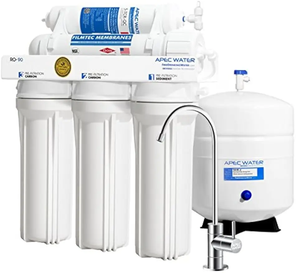 

APEC Water Systems RO-90 Ultimate Series Top Tier Certified High Output 90 GPD Ultra Safe Reverse Osmosis Drinking Water