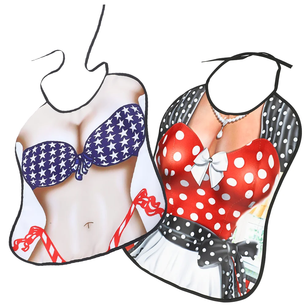 

Забавные фартуки, горячий горшок, нагрудники для взрослых, декоративные нагрудники с рисунком бикини, забавные фартуки для ресторана, 2 шт.