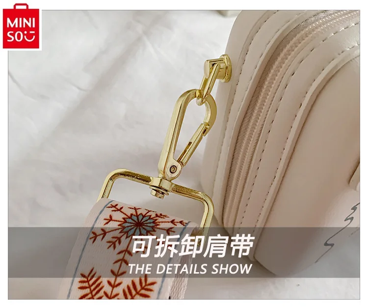 MINISO Disney Winnie Bear Fashion Crossbody Bag Student Cartoon Print Sweet Versatile Storage One Shoulder Small Square Bag