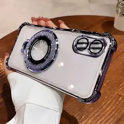 Magnetic Holder Anti - Fall Soft Transparent Protective Phone Case - OPPO A17K (SJZJ purple)