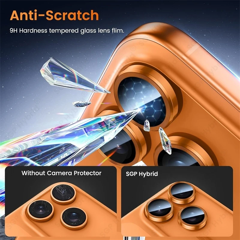 Premium Aluminum Alloy Camera Protector with 9H Glass Lens Cover
