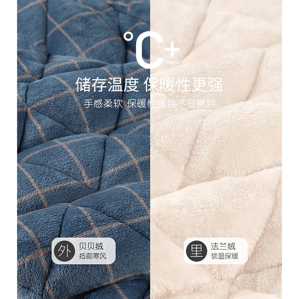 Man 3-Layer Thicken Flannel Warm Pajama Pants Winter Double-side Plush Sleepwear for Sleeping 4XL Loose Elastic Waist PJ Pajamas