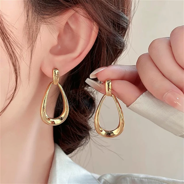 Boucles d'oreilles pendantes en acier inoxydable pour femmes, style vintage, géométriques exagérées, pour fêtes, mariages, cadeaux