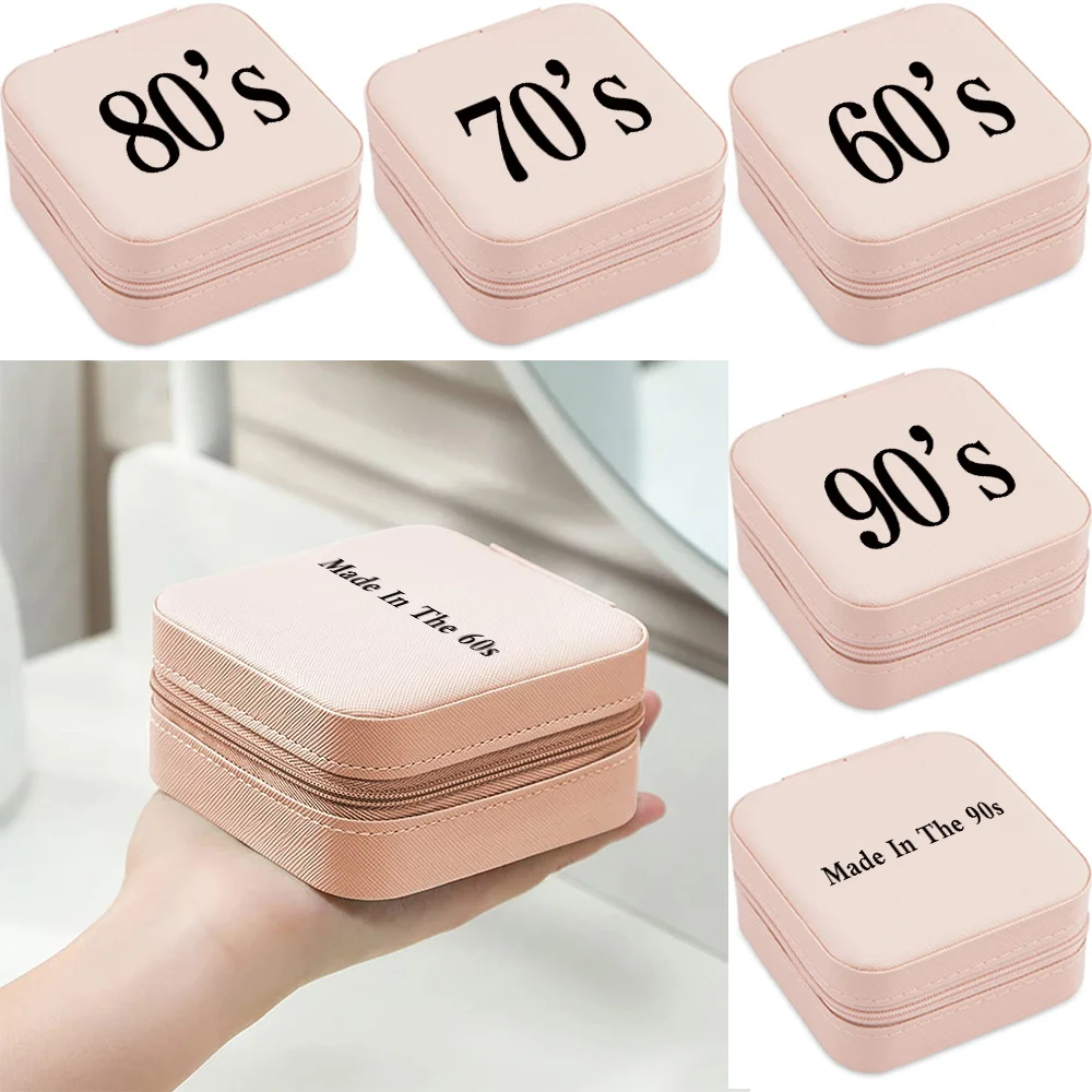 

2023 Travel Portable Jewelry Box Double Storage Ring Earrings Organization Years Print Zipper Bag Large Flap Leather Double Box