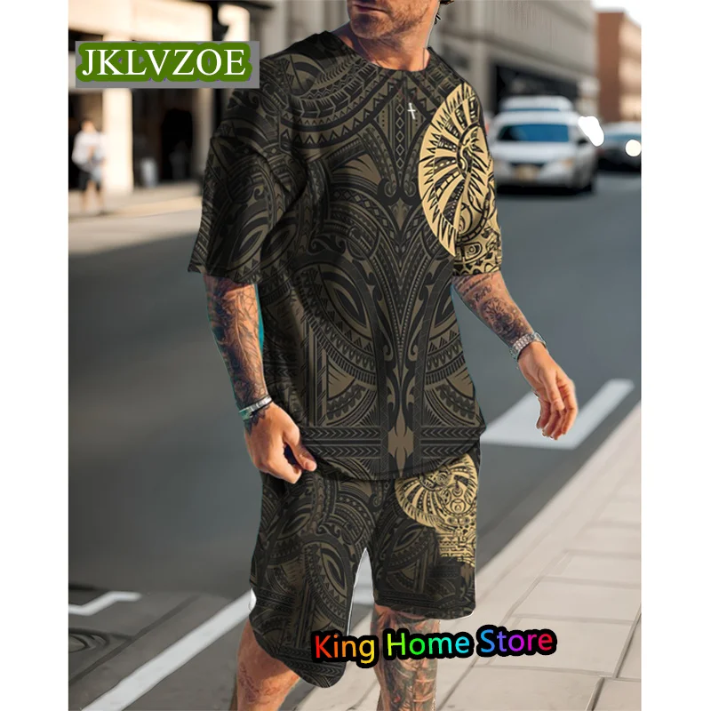 Man Tracksuit Trousers 3D Short Sleeve Tshirt Shorts Jogging Suit Fashion Streetwear 2 Piece Outfits Track Suit Men Clothes