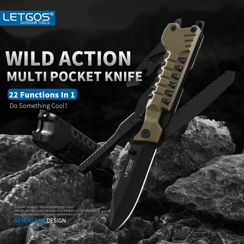 22-in-1 Pocket Folding Knife – Survival Gear Rescue Tool 1