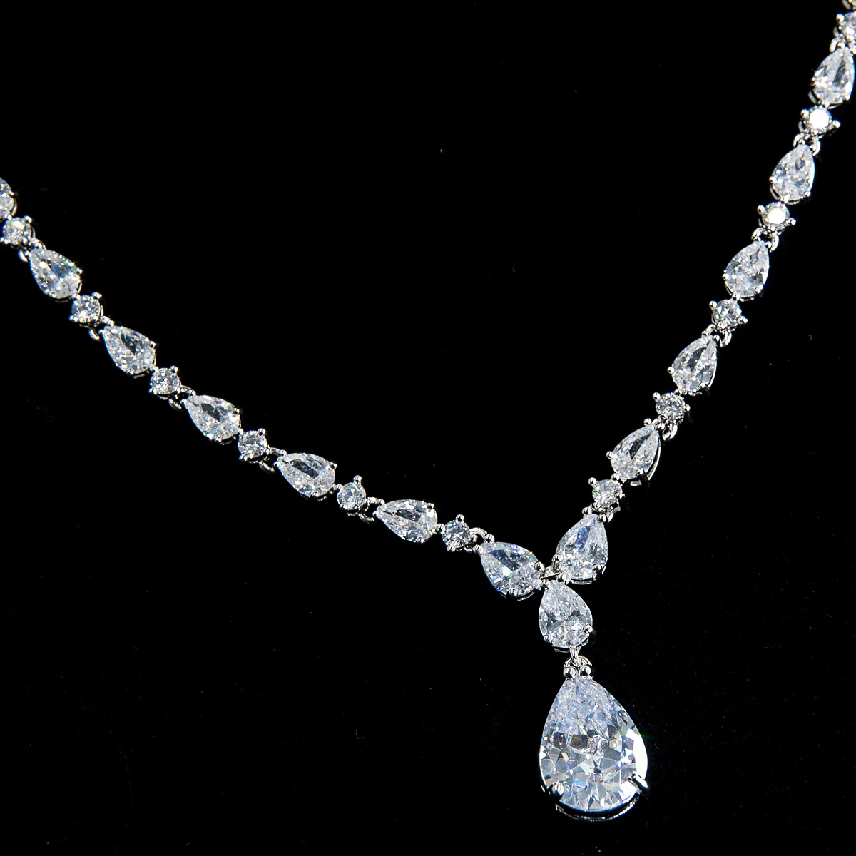 Popular CZ Cubic Zirconia Bridal Wedding Round Necklace Earring Set Jewelry Sets for Women Jewelry Accessories