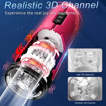 Automatic Masturbator Cup Thrusting Vibration Penis Stimulation Electric Blowjob Realistic Pocket Pussy Male Stroker Sex Toy