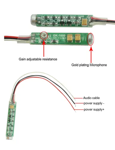 출력 볼륨 조정 가능한 특수 마이크 마이크 모듈 오디오 픽업 어댑터 모듈 HIFI 마이크 DC 6-12V CCTV IP 카메라 용 2