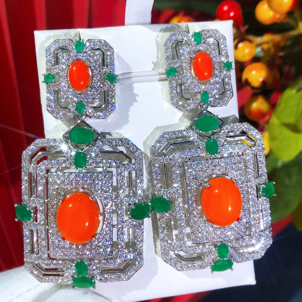 

Soramoore Gorgeous Luxury Dangle Earrings For Women Bridal Earrings High Quality CZ Shiny Charm Fashion Girl Gift 2024 New Hot