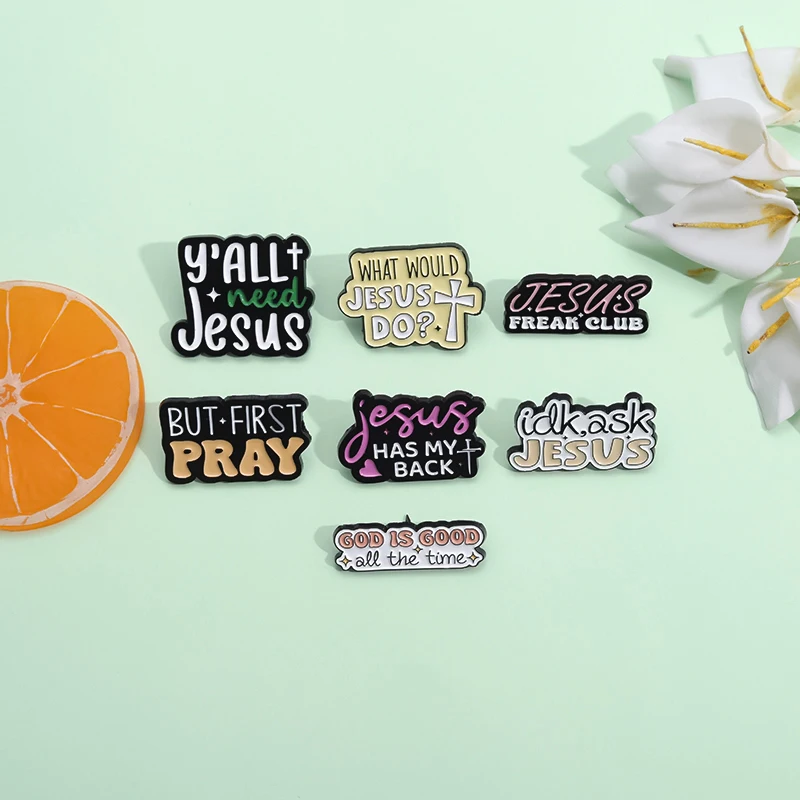 Cartoon Cute JESUS Enamel Pins Christian Clothing Brooch Cute Creative Jesus Lapel Badge Cap Clothes Jewelry Gift Wholesale