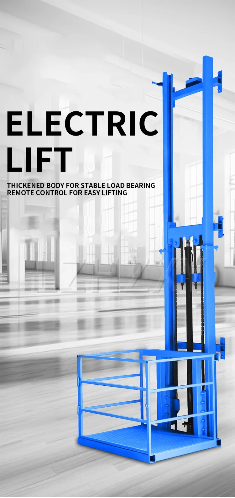 500KG/1000KG Electric lift Small electric hydraulic lift freight elevator guide