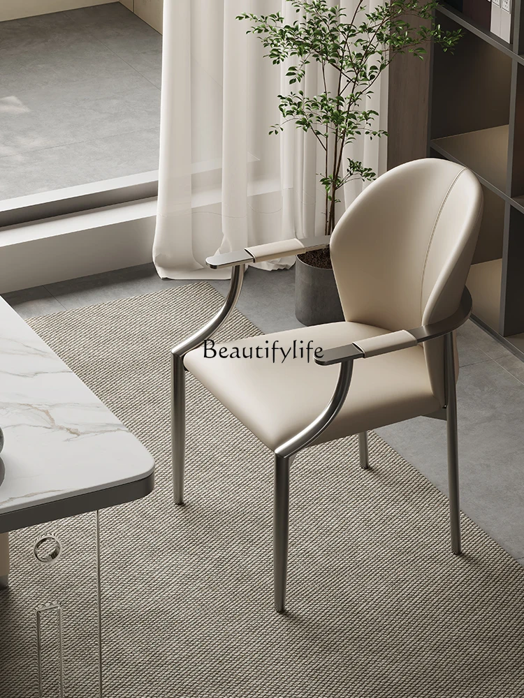 

Italian-Style Light Luxury Dining Chair Home Leather Backrest Modern Minimalist Chair