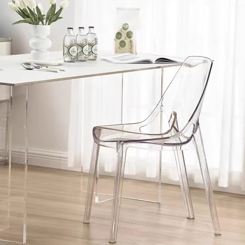 

Transparent Garden Dining Chair Living Room Modern Accent Kitchen Chairs Backrest Fallow Sillas Cocina Salon Furniture LJ50DC
