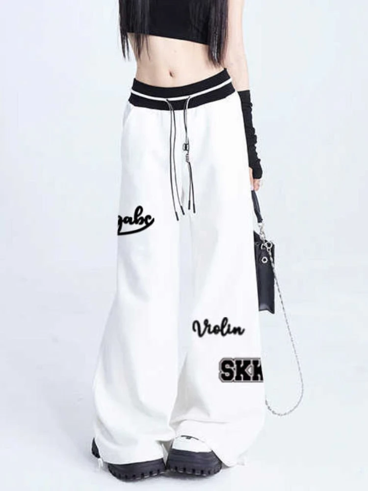 adagirl flare jeans women high waist y2k vintage slim korean wide leg denim bell bottomed pants streetwear casual kpop trousers ADAgirl Women Casual Sports Pants Hip Hop Baggy Fashion Letter Pattern Wide Leg Jogging Trousers Y2K Kpop Harajuku Mujer Joggers