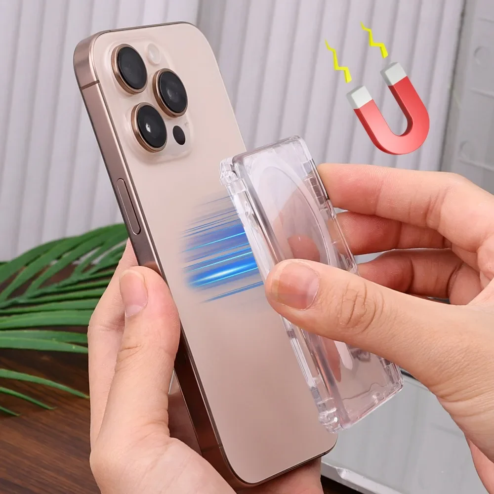 1-2PCS Transparent Magnetic Card Holder for IPhone Samsung Xiaomi Cases for Magsafe Clear Magnet Cover Bracket Cards Sleeve 2