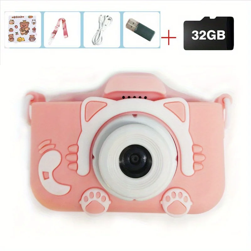 용 셀카 디지털 토이 카메라, 32GB SD 카드, 생일 선물, 소년 소녀