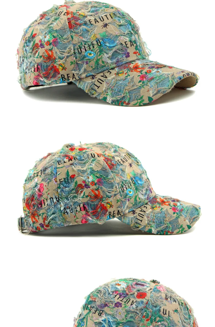 Baseballkappe mit Blumenmuster für Damen, Ethno-Stil, Visier, Sonnenhut, UV-Schutz, Outdoor, lässig, Sport, Stickerei, Snapback-Hut – Detail 10