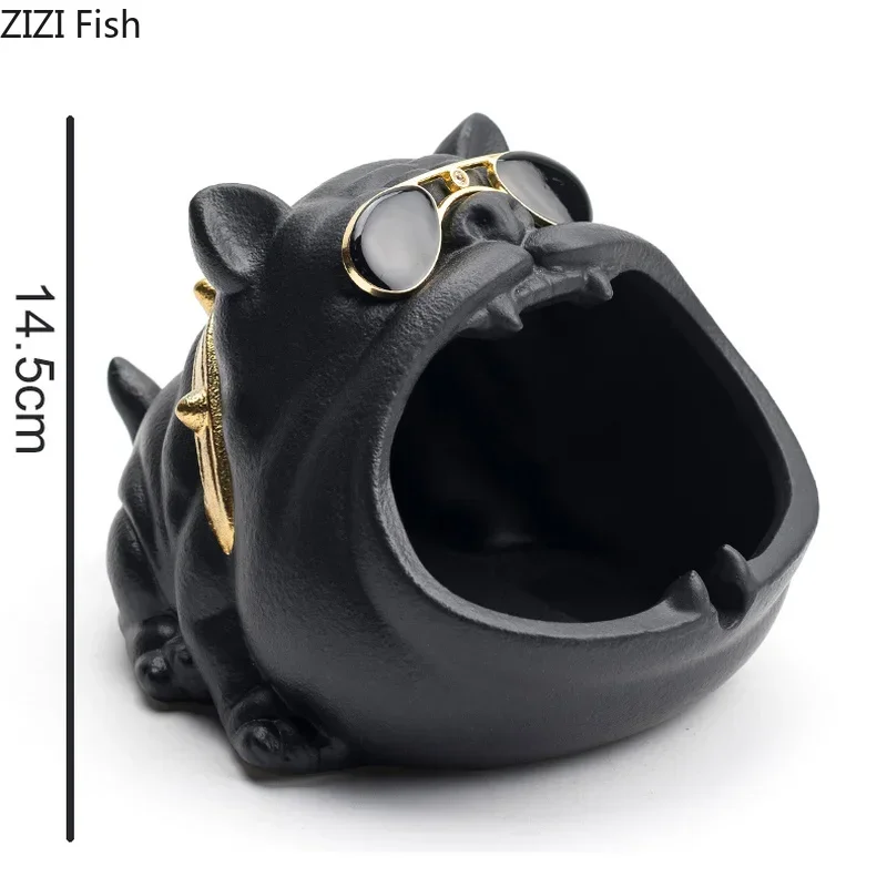 Big Mouth Dog French Dou Cartoon Dog Windproof Ashtray Small Change Storage Cute Animal Ashtray Retro Home Decor