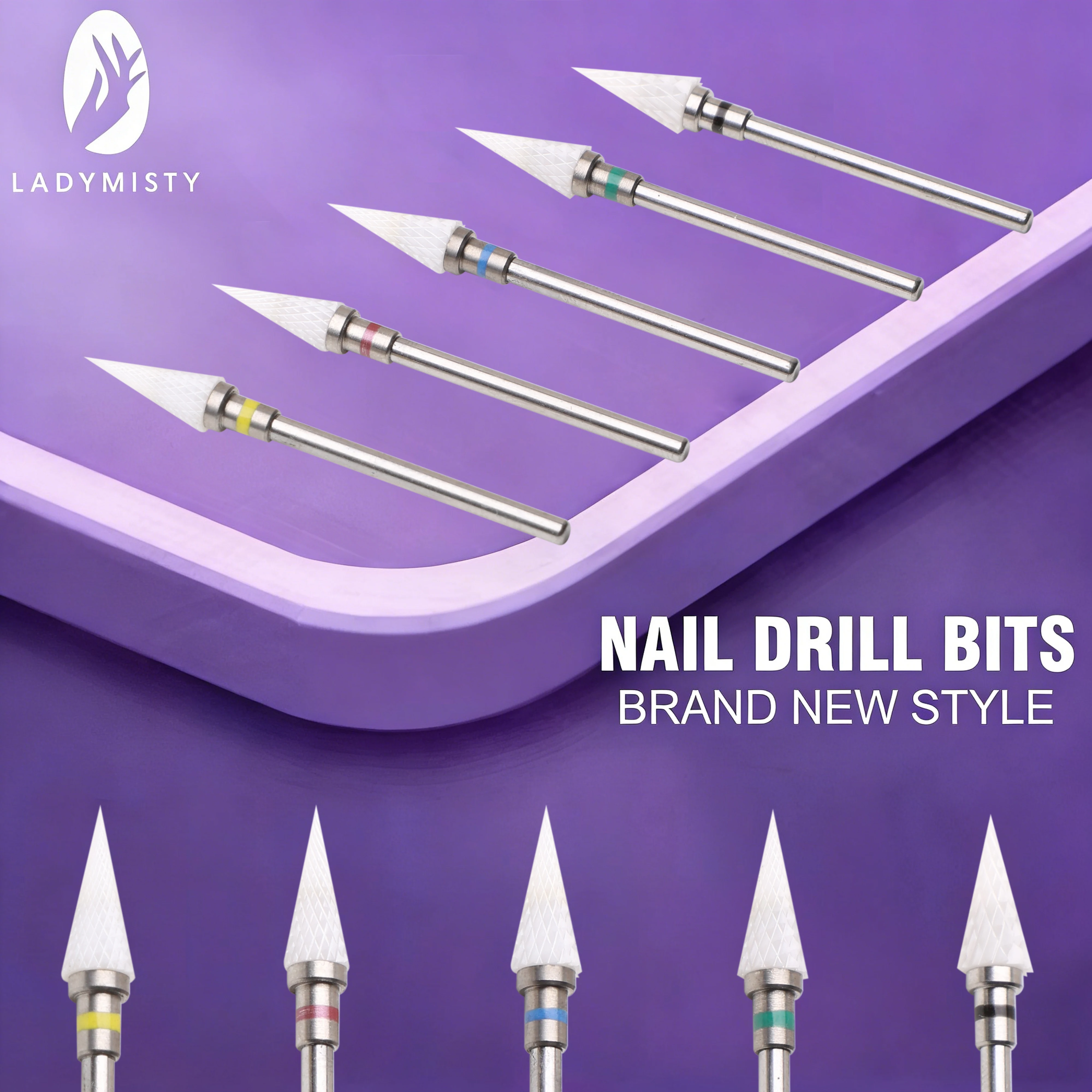 Ceramic Carbide Nail Drill Bit Nail Cutter Rotate Burr Milling Bits Electric Drill Machine For Manicure Pedicure Tools