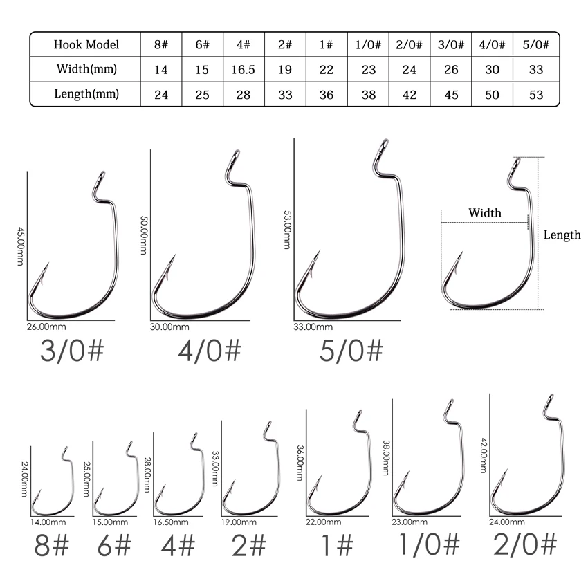 100pcs Fishing Hook Carbon Steel Hooks Wide Crank Offset Fishhook