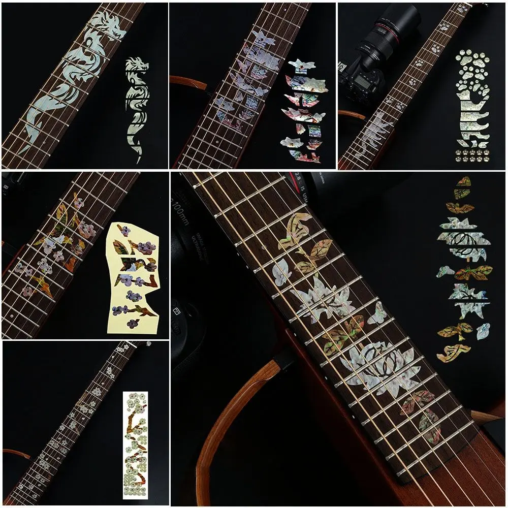 Description Picture 3 of itemNew 22 Styles Cross Inlay Decals Fretboard Sticker For Electric Acoustic Guitar Bass Ultra Thin Sticker Guitarra Accessories