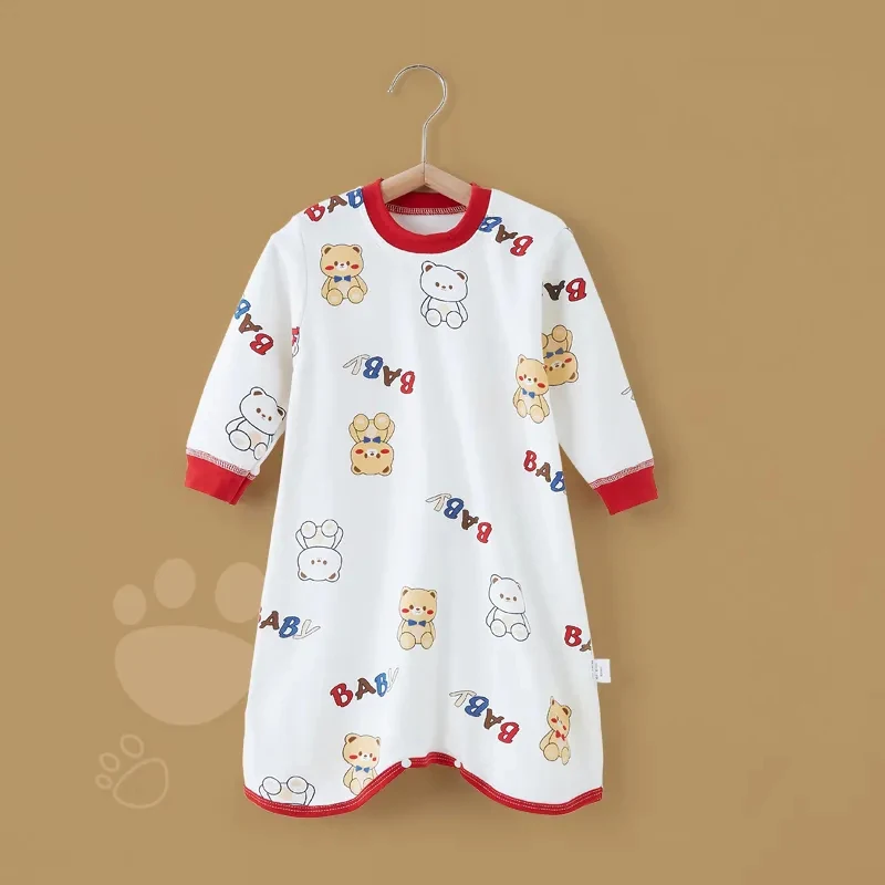 

Baby's Spring Autumn Nightgown Boys Girls Pure Cotton Jumpsuit Cartoon Sleeping Bag with Snap Buttons Newborn Sleeping Bag