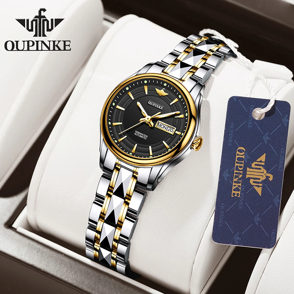 

OUPINKE Top Brand Luxury Women Automatic Mechanical Watches Waterproof Stainless Steel Watchstrap Automatic Women Watch Gift Set