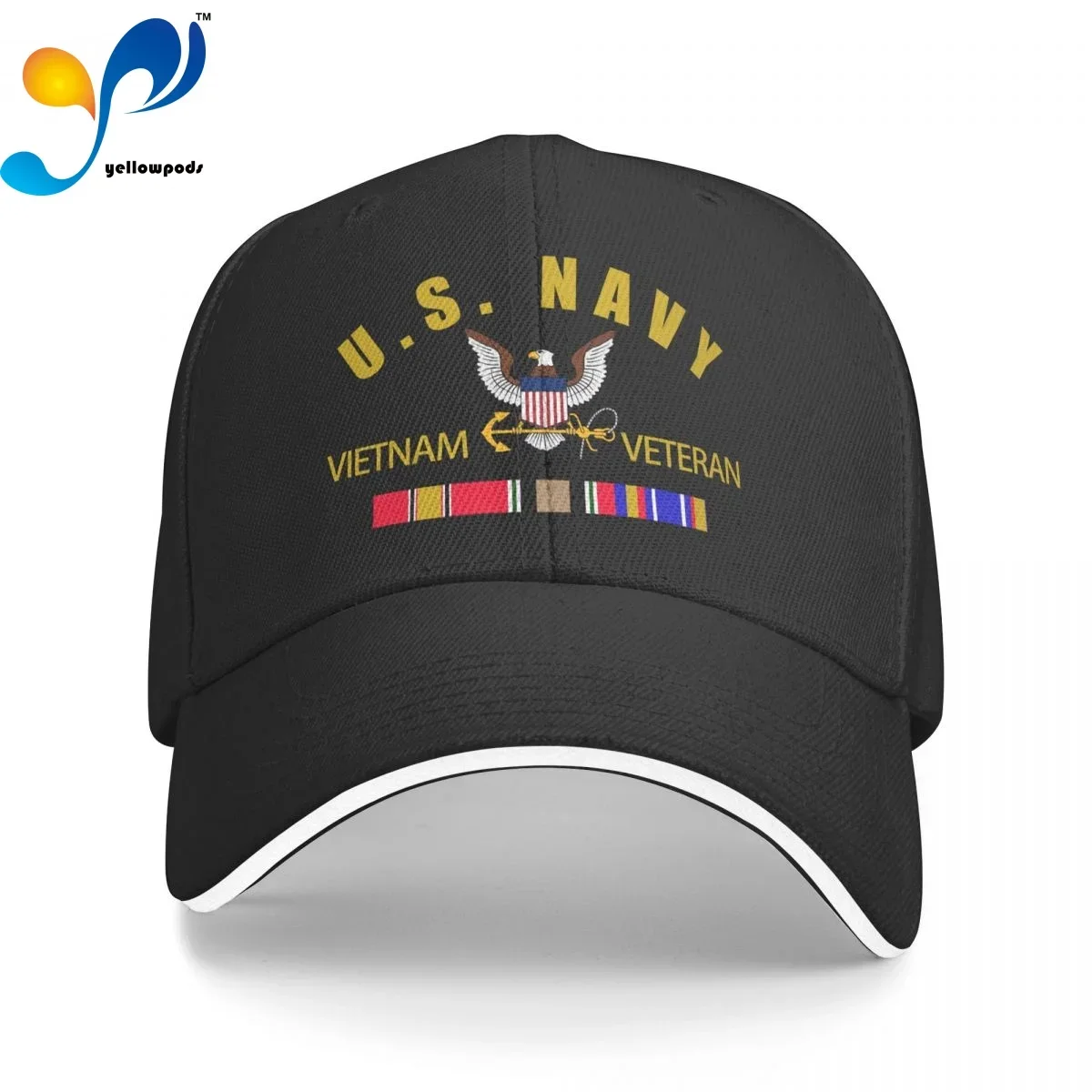 

United States Army Vietnam Veteran Insignia With Ribbon Black Patch Cap Snapback Hat for Men Baseball Mens Hats Caps