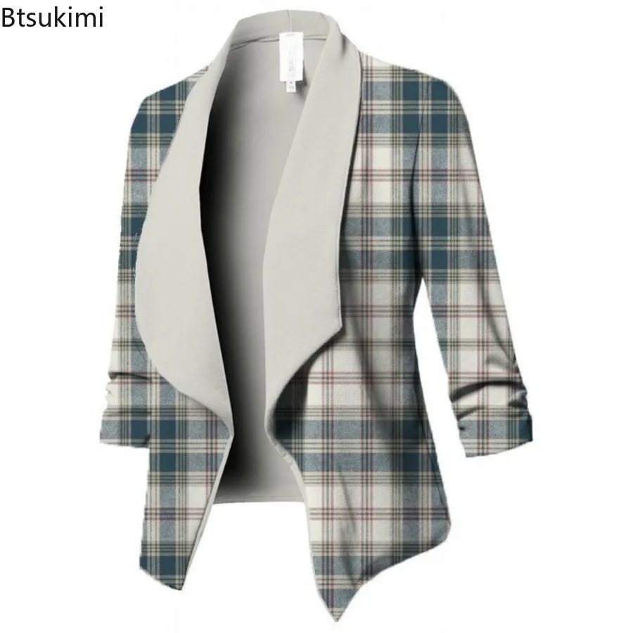 2023 Women's Printed Small Suit Jacket Spring Autumn Fashion Temperament Slim Fit Female Office Short Tops Blazer Fiesta Mujer