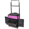 Professional Makeup Artists Rolling Train Case Charming Violet 30 inch ABS Aluminum Trolley Large Drawers Cosmetic Brush Holders 6