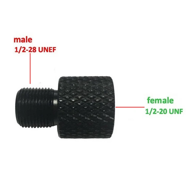 Threaded Adapter Barrel End Threaded Adapter Female 1/2-20 UNF To Male 1/2-28 UNEF Steel