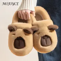 Plush Capybara Slippers Closed Toe Slippers Comfortable Fluffy Couple Slippers Furry Animal Slippers for Autumn Winter 1