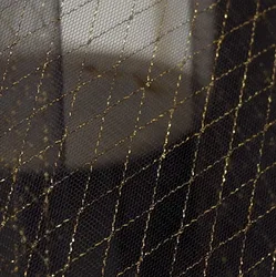Luxurious Soft Elastic Diamond Mesh Lace Fabric for DIY Clothing & Home Décor (Black gold)