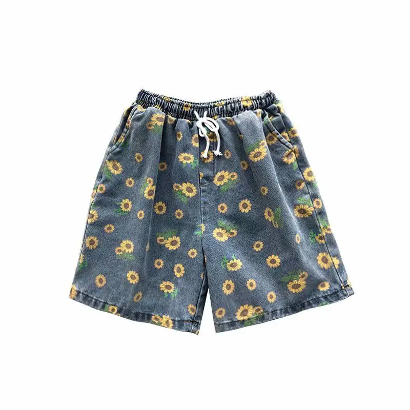 Little Daisy Denim Shorts Summer Internet Celebrity Ins Super Hot Five-Fifth Pants Wear Loose Casual Beach Pants Trendy Brand