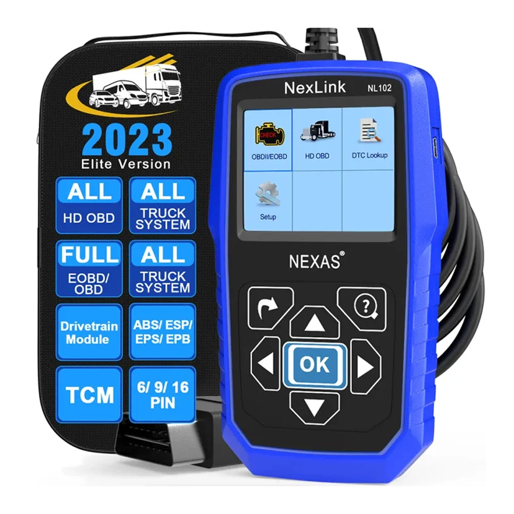 

NEXAS NL102 OBD2 Scanner 2in1 24v Heavy Duty Trucks For Volvo/Hino/isuzu/Fuso/UD Engine Check Clean Code OBD 2 Diagnostic Tool