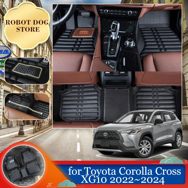 

Car Leather Floor Mat for Toyota Corolla Cross XG10 2022~2024 Waterproof Foot Interior Liner Tray Carpet Pad Custom Accessories