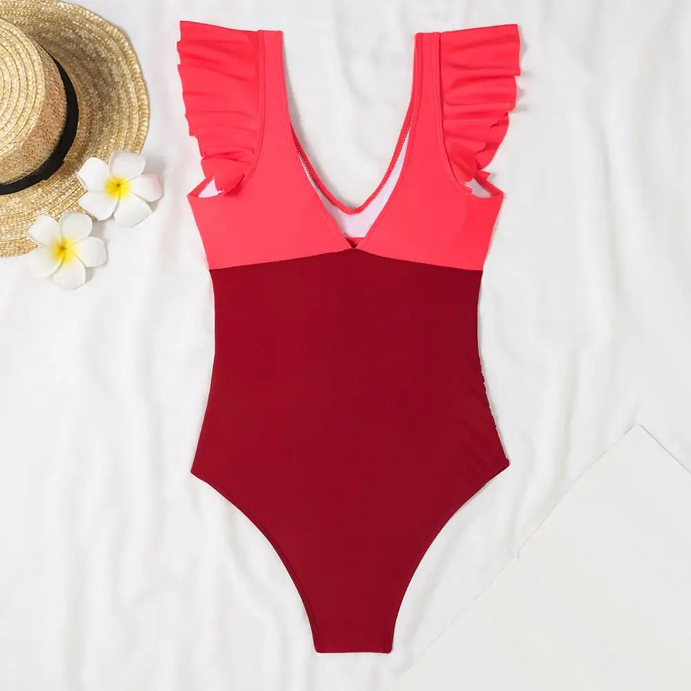 

One-piece Swimwear High Waist Backless Monokini Stylish Women's One-piece Swimsuits Collection V-neck Monokini Ruffled Tummy