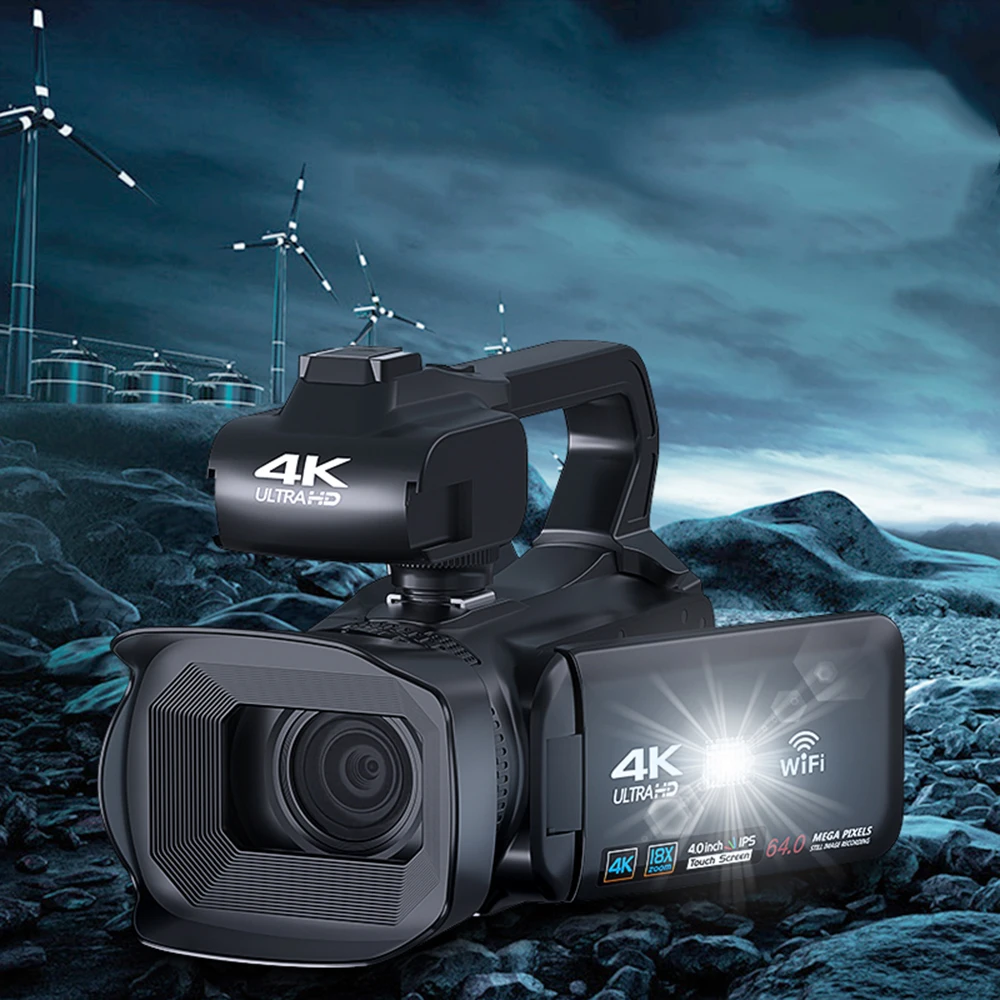 2022 4K Video Camcorder Live Streaming Youtube 64MP WIFI 18X Digital