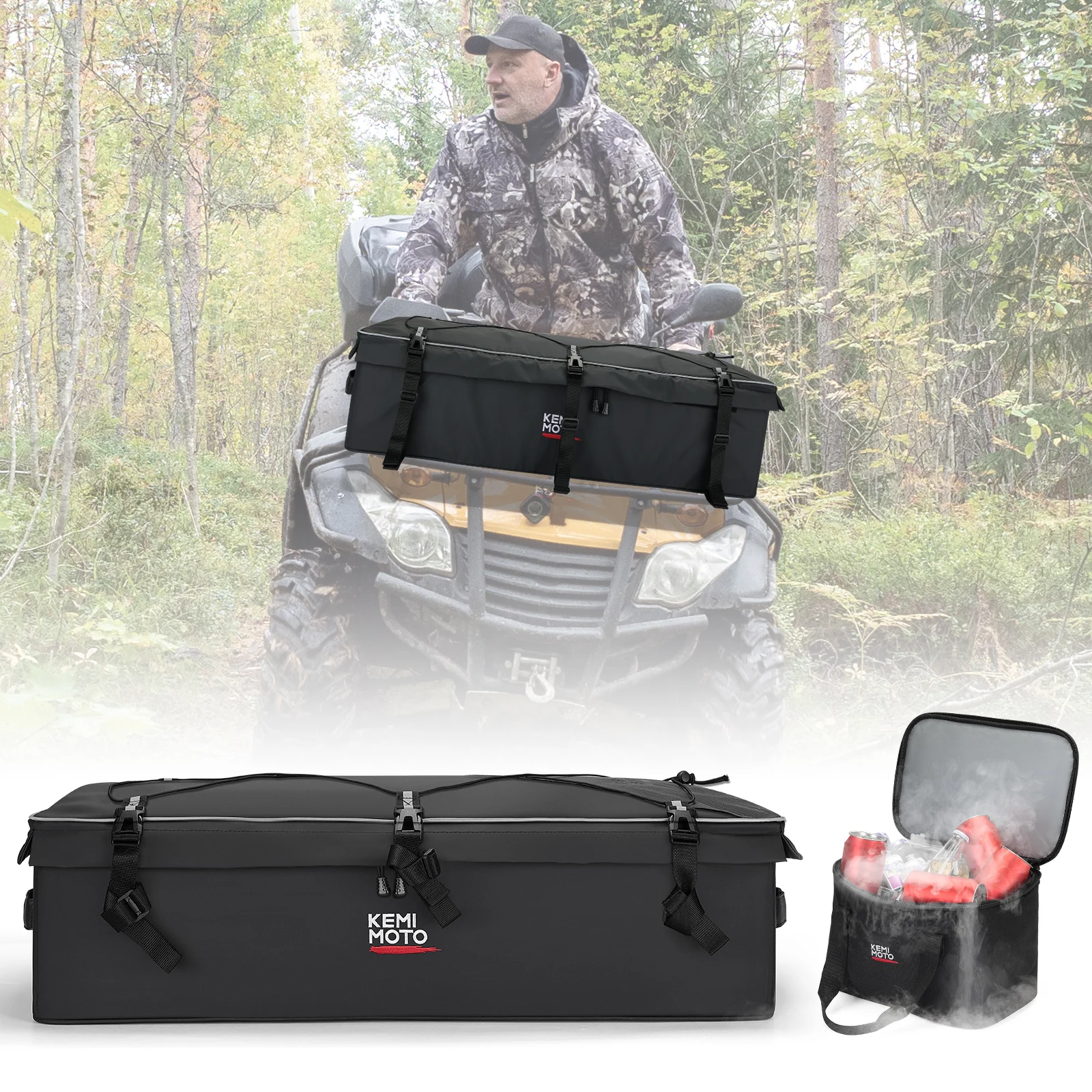 73L ATV Front Rear Rack Bag w/ Additional Cooler Bag Quad for Can am