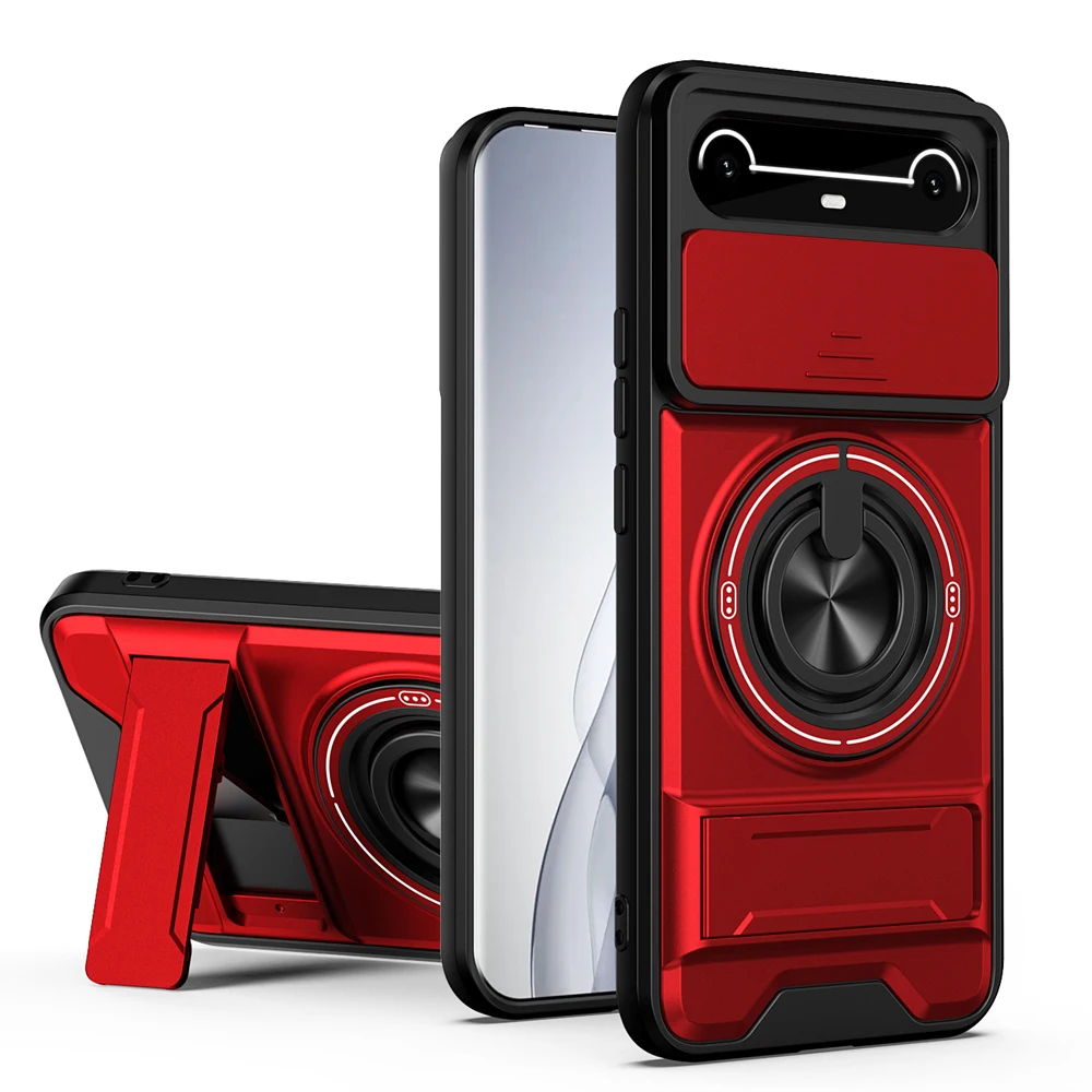 Magnetic Shockproof Phone Case with Slide Camera Protection and Upright Kickstand