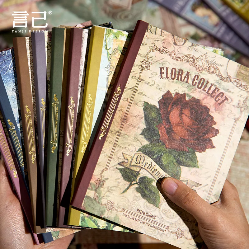 

40pcs/lot Memo Pads Material Paper Vintage Floral Junk Journal Scrapbooking Cards Retro Background Decoration Paper