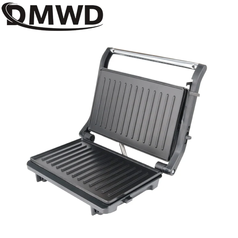 DMWD 110V/220V Sandwich Maker Breakfast Machine Barbecue Roast Intestinal Hamburger Panini Machine Steak Frying Pan Eggs Cooker