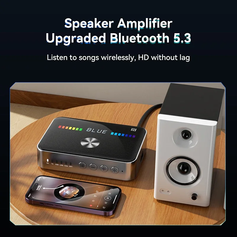 VIKEFON DAC Wireless Adapter Bluetooth 5.3 Audio Transmitter Receiver Digital to Analog Converter Low Latency NFC Lossless Music