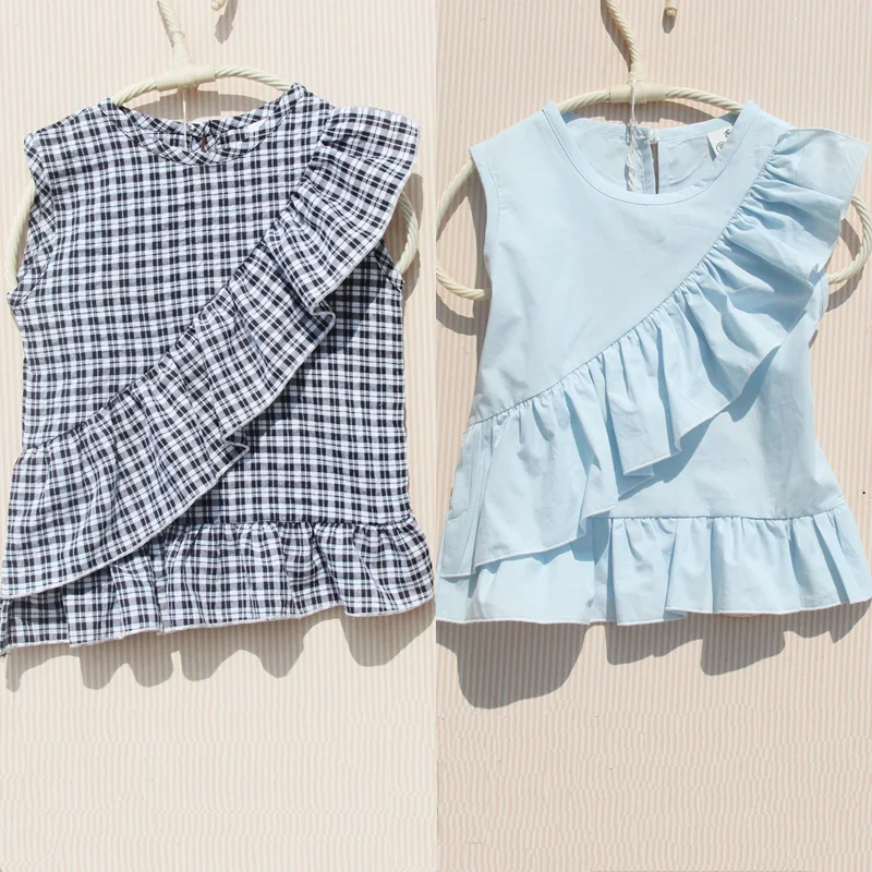 Girls Summer White Blouse Teenage School Girls Tops and Blouses Cotton Blue Shirt for Girl Solid Red Shirts Children Clothing